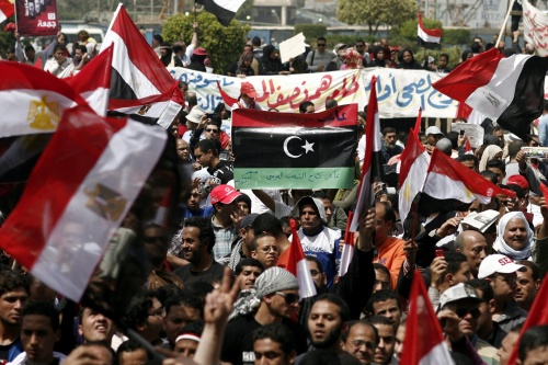 Libyan flag in Tahrir Square
